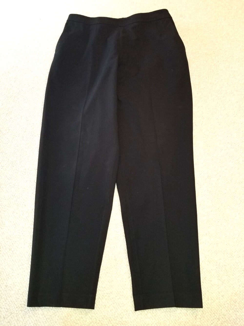 Womens Pants-LAFAYETTE 148 NEW YORK-black crepe tapered leg side zip Old Money-L